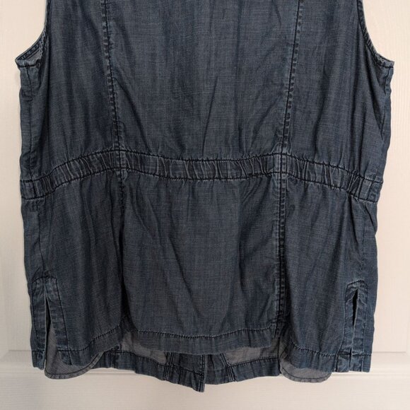 Talbots Chambray Utility Vest Womens Size XL Blue Chore Sleeveless Button Front - Picture 8 of 11